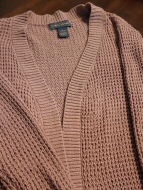 Dusty Mauve Open-Front Knit Cardigan